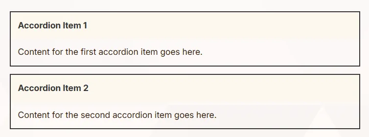 view of accordion with HTML and CSS only